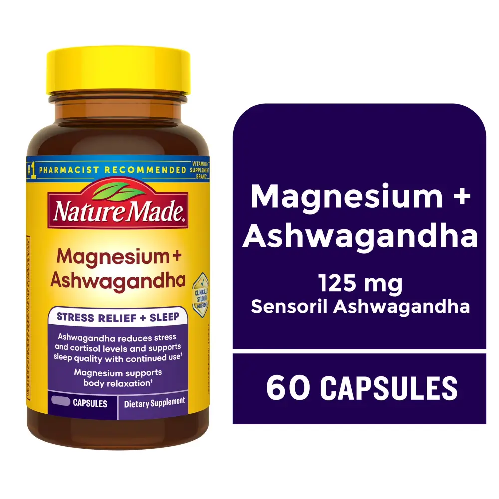 Nature Made Magnesium + Ashwagandha Capsules 60ct