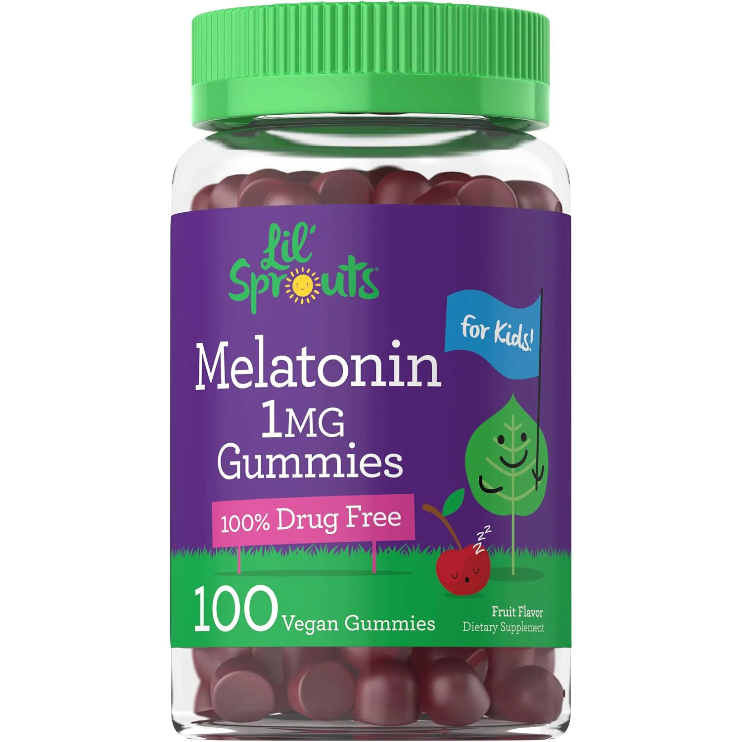 Lil Sprouts Kids Melatonin Gummies 1mg Fruit Flavour Vegan 100 Ct